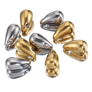 Polished 18k gold and silver stainless steel teardrop pendants for jewelry making