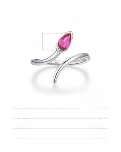 Detail specifications of s925 silver snake ring with red water drop zircon stone