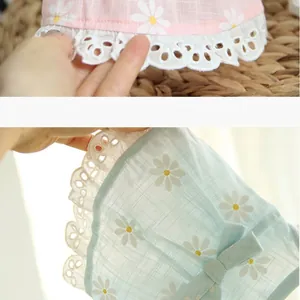 Lace dog dress with daisy pattern and embroidery for small pets and cats