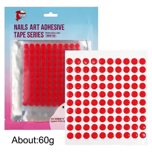 Détail de 1000 autocollants ronds adhésifs double-face rouges pour outils de manucure