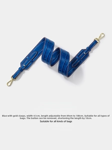 Blue crocodile pattern adjustable bag strap with gold buckles and 4.1cm width