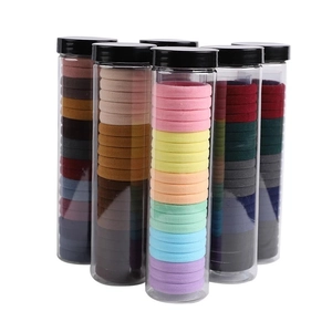 Set of 5 colorful high-elastic hair ties in transparent tubes with diverse color palettes