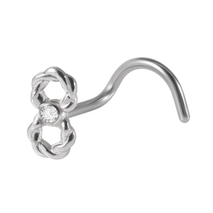 Nasenstecker aus Edelstahl in 8-Form mit Silber-Finish und funkelndem Zirkon-Stein