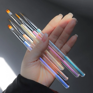 Iridescent professional nail art brush set with gradient bristles for fine detail painting