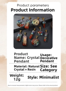 Detailed view of handmade Orgonite energy pendants with healing natural crystal chips