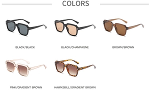 Multiple color options for vintage square sunglasses including black and tortoise shell