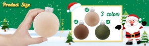 Set of 15 velvet 8cm Christmas balls in dark green, coffee and champagne matte tones