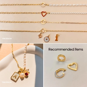 Elegant gold titanium steel necklace with heart shaped clasp and pearl DIY accessories