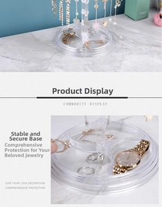 Detail view of the stable anti-slip base on rotating acrylic jewelry organizer stand