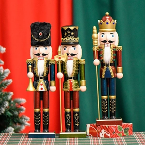 38cm wooden nutcracker soldiers and king set with festive Christmas decorations