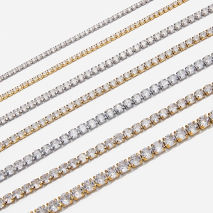 Bracciali tennis in acciaio inossidabile oro e argento con zirconi in varie dimensioni