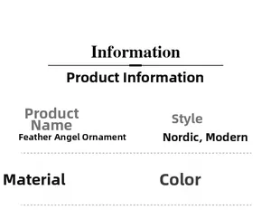 Detailed specifications for white resin feather angel statue in modern Nordic style