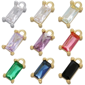 Pendentifs rectangulaires en zircon plaqués or et argent pour création DIY
