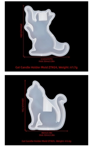 Cat shaped silicone molds for resin or plaster with precise size and weight measurements