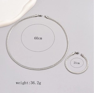 Polished stainless steel snake chain necklace and bracelet jewelry set for men