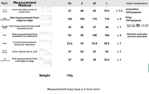 Tableau des tailles détaillé pour ensemble blazer à col montant et pantalon large