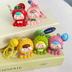 Obst-Themen Baby Puppe Schlüsselanhänger mit bunten Glocken und Karabinerverschluss