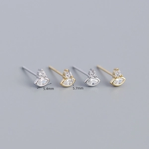 S925 sterling silver marquise eye stud earrings in gold and silver finishes, 5.4mm and 5.7mm
