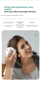 Close-up of smart scalp massager with 3-speed modes and waterproof ergonomic design
