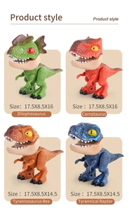 Detailed size comparison of four dinosaur stationery models with specific dimensions