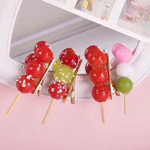 Funny Simulation Food Hair Clips Resin Sugar Coated Haws Dango Novelty Kawaii Duckbill Clips Girls Women Headwear