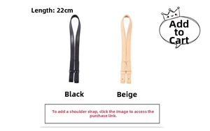 Detail view of 22cm faux leather replacement handbag straps in black and apricot colors