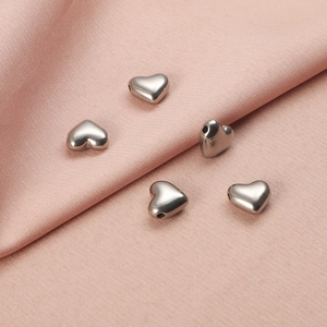Perles Coeur Polies En Acier Inoxydable 304 Breloques Coeur Pour Fabrication De Bijoux Collier Bracelet DIY
