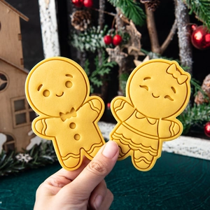 Gingerbread Man Cookie Cutter Mold Plastic Cartoon Boy And Girl Shapes Christmas Fondant Biscuit DIY Baking Tools