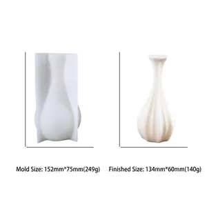 Silicone mold dimensions and finished pleated striped vase size comparison detail