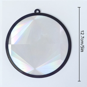 Rainbow sun catcher crystal prism window decoration with black frame 5 inch diameter