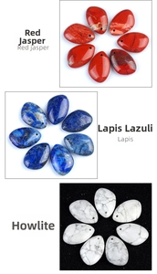 Detail of teardrop natural stones in Red Jasper, Lapis Lazuli, and White Turquoise