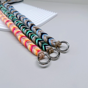 Handwoven colorful shoulder straps for mini bags with silver O-ring spring clasps