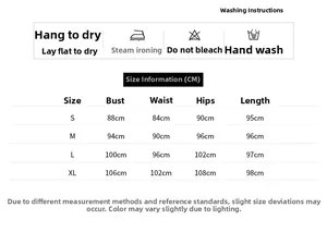Size chart and washing care instructions for pleated maternity short sleeve print dress