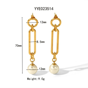 Detailed view of baroque freshwater pearl tassel earrings with 70mm length measurements