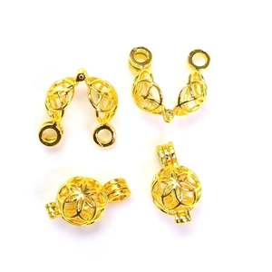 14K gold plated hollow floral jewelry cage pendant and DIY jewelry making components