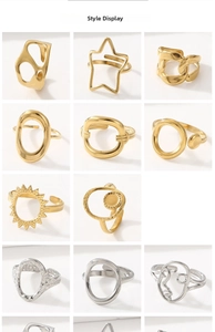 Variety of minimalist open rings in gold and silver plating with geometric cutout designs