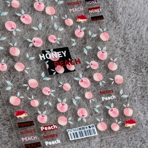 Thin ultra-thin honey peach and hedgehog nail art stickers TS-502 on grey background