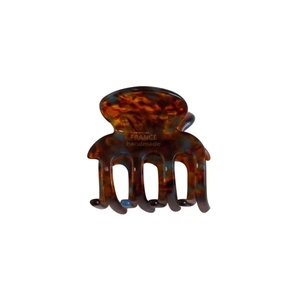 Small tortoiseshell acetate hair claw clip with gold France handmade logo for women