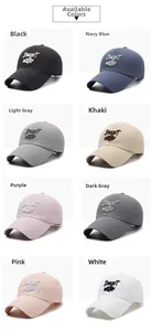 Matrix showing 8 colors of quick-dry baseball caps with 'Doesn't matter' embroidery