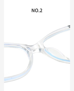 Macro shot of transparent acetate bridge and integrated nose pads on blue light glasses