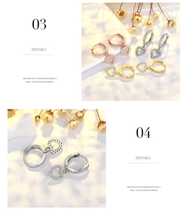 Detailed view of French vintage heart earrings featuring full paved sparkling stones in gold