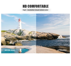 Polarized lens effect comparison showing enhanced clarity and color for cat eye sunglasses