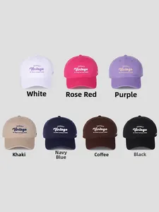 Detailed collection of vintage baseball caps with embroidery in seven different colors