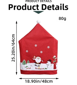 Detail of Christmas chair cover with Santa print, 64x48cm non-woven fabric decor