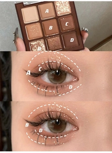 Detailed eye makeup tutorial using neutral brown and champagne eyeshadow palette