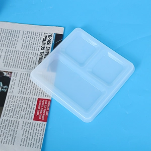 Detailed view of translucent three-compartment silicone mold for resin jewelry trays
