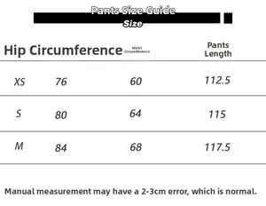 Detailed size chart for lace loungewear trousers featuring XS to M waist and hip measurements