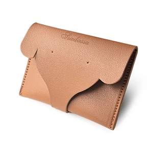 Porte-monnaie et porte-cartes en cuir PU beige en forme d'éléphant avec texture lychee