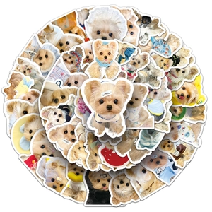 Collection of cute Yorkshire Terrier stickers in various outfits for laptop and cup decor