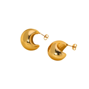 Minimalist 18k gold plated stainless steel teardrop earrings with high polish finish